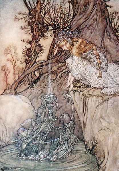 The enchanted goblet, c.1908 Oil Painting by Arthur Rackham