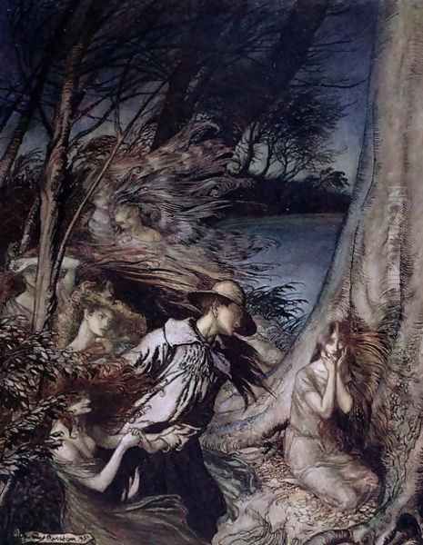 Fairy Illustration, 1912 Oil Painting by Arthur Rackham