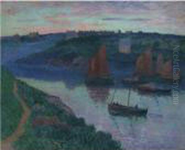 Bateaux De Peche En Bretagne Oil Painting by Henri Moret