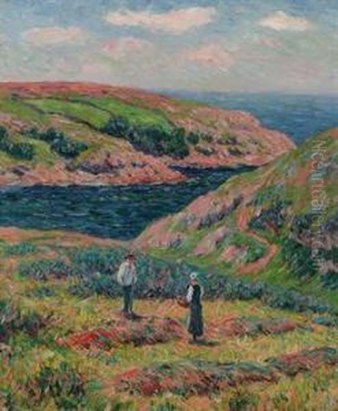 Falaises De Clohars, Finistere Oil Painting by Henri Moret