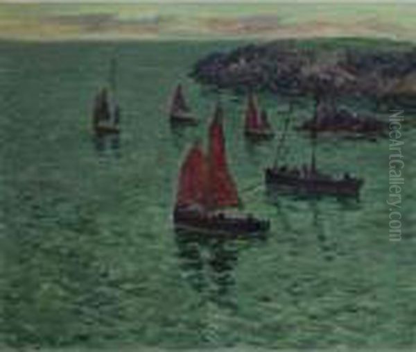 Marine Aux Barques Oil Painting by Henri Moret