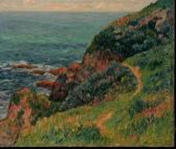 Les Falaises De Port-melite, Ile De Groix Oil Painting by Henri Moret