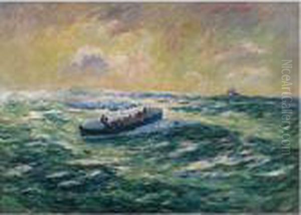 Le Bateau De Sauvetage A Audierne, Finistere Oil Painting by Henri Moret