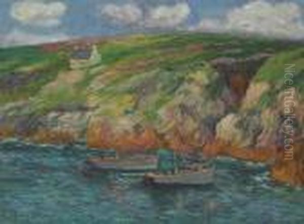 Barques De Peche Pres De La Cote Bretonne Oil Painting by Henri Moret