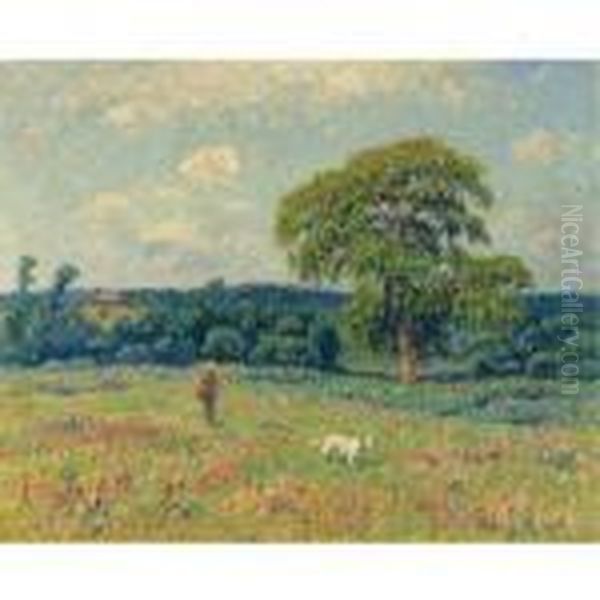 Paysage Au Chasseur Et Son Chien Oil Painting by Henri Moret