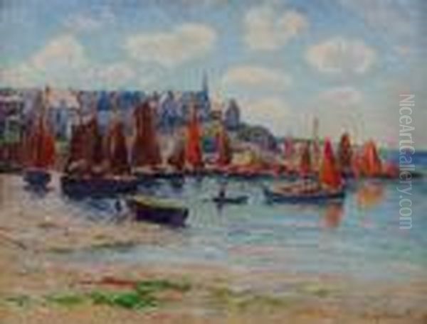 French, - Le Port De Poulgoazec,bretagne Oil Painting by Henri Moret