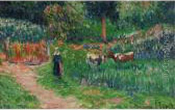 La Gardeuse De Vaches Oil Painting by Henri Moret