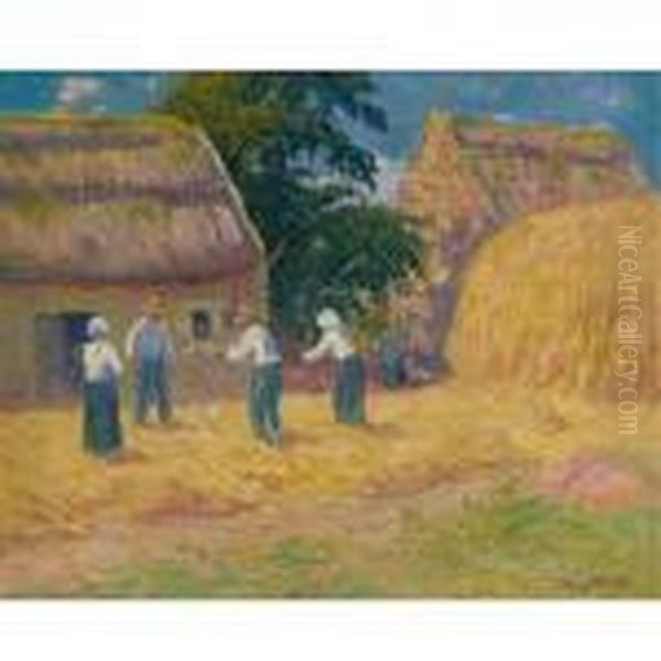 Le Battage Du Ble Oil Painting by Henri Moret