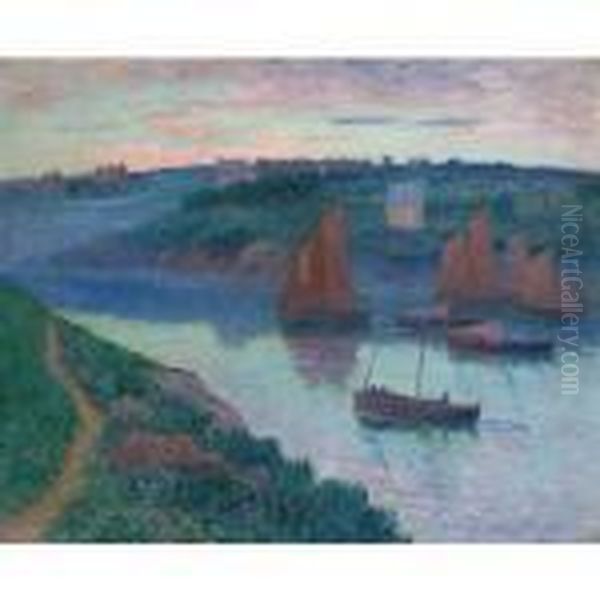 Bateaux De Peche En Bretagne Oil Painting by Henri Moret