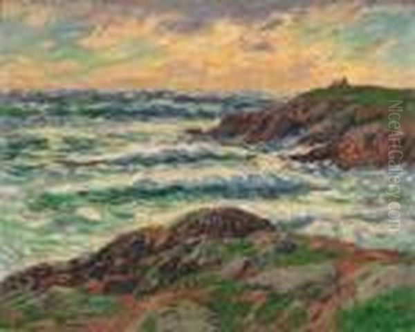 Cote Du Finistere, Gros Temps Oil Painting by Henri Moret