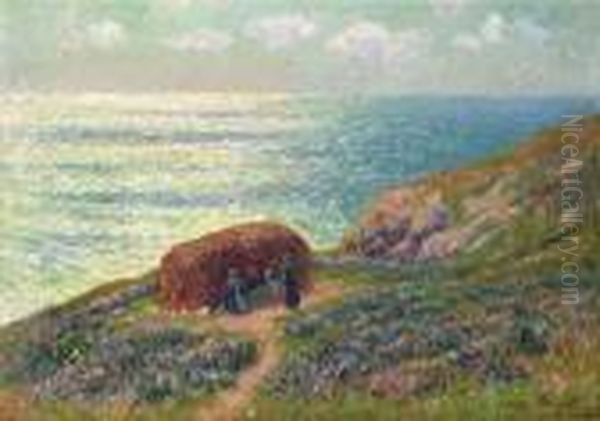 Ramasseuses De Goemon A Moelan, Bretagne Oil Painting by Henri Moret