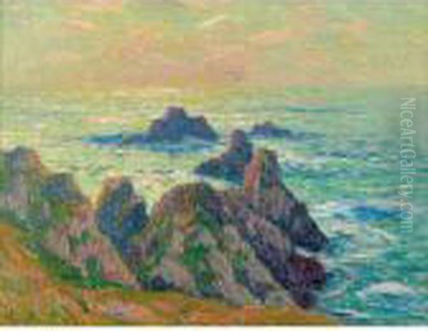 Rochers En Bretagne Oil Painting by Henri Moret