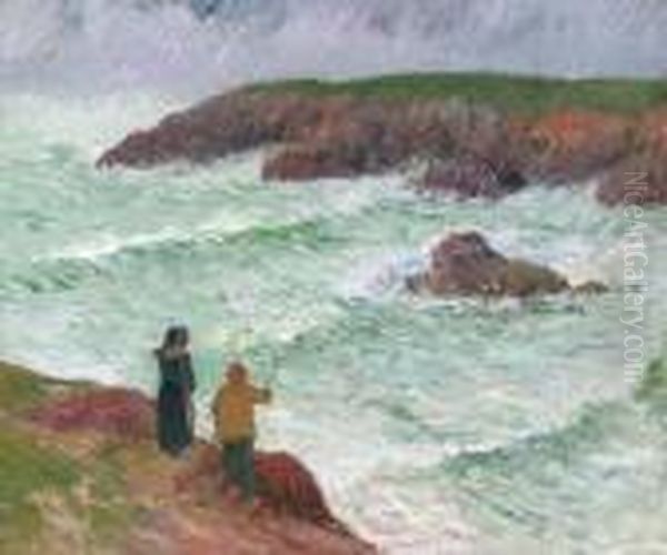 Les Falaises Pres De La Mer Oil Painting by Henri Moret