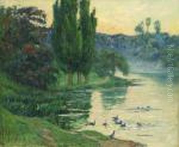 La Mare Aux Canards Oil Painting by Henri Moret