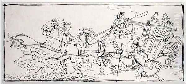 What makes the coach so heavy to-day, illustration from The Ingoldsby Legends, or Mirth and Marvels, by Thomas Ingoldsby, published 1898 Oil Painting by Arthur Rackham