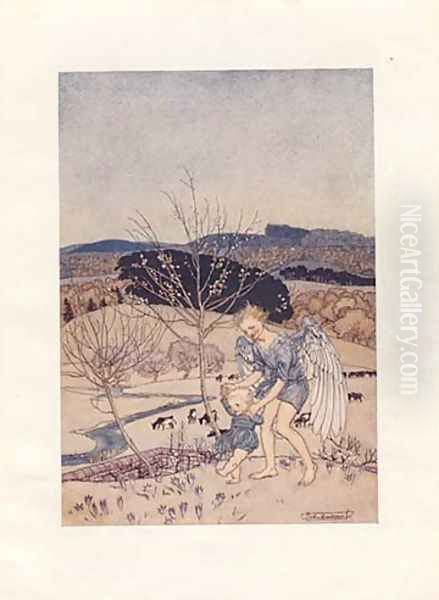 Love, laughing, leads the little feet a little way Oil Painting by Arthur Rackham