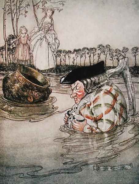 The Two Pots, illustration from Aesops Fables, published by Heinemann, 1912 Oil Painting by Arthur Rackham