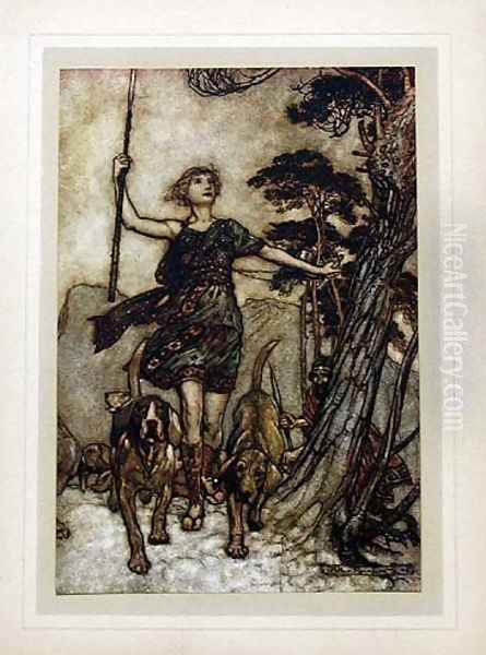 We will, fair queen, up to the mountains top... Oil Painting by Arthur Rackham