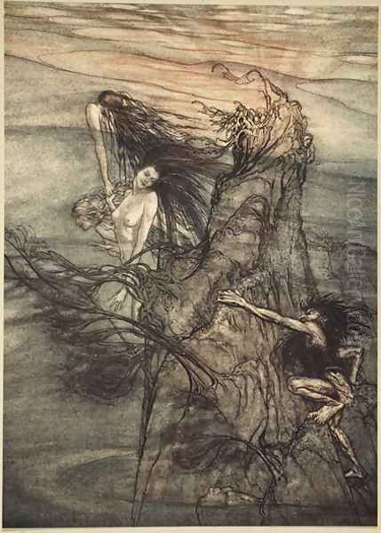 Mock away Mock The Nibelung makes for your toy!, illustration from The Rhinegold and the Valkyrie, 1910 Oil Painting by Arthur Rackham