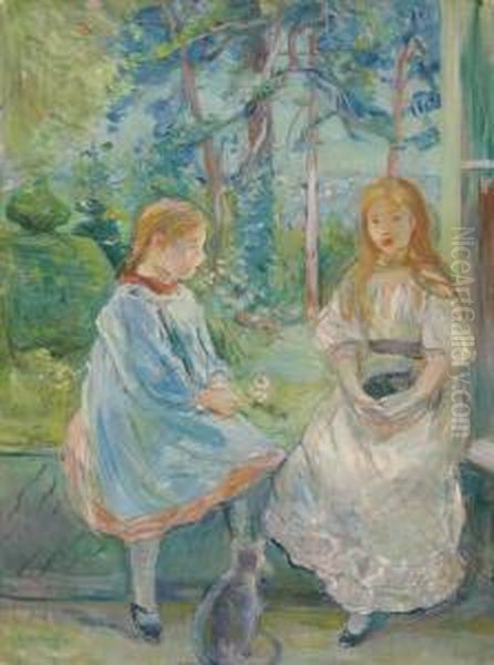 Fillettes A La Fenetre (jeanne Et Edma Bodeau) Oil Painting by Berthe Morisot