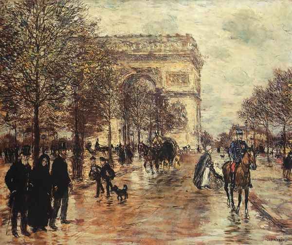 The Champs Elysees The Arc De Triompne Oil Painting by Jean-Francois Raffaelli