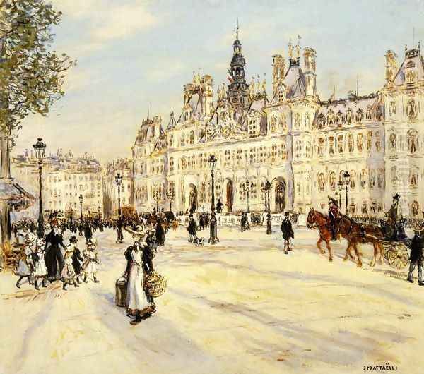 The Hotel De Ville De Paris Oil Painting by Jean-Francois Raffaelli