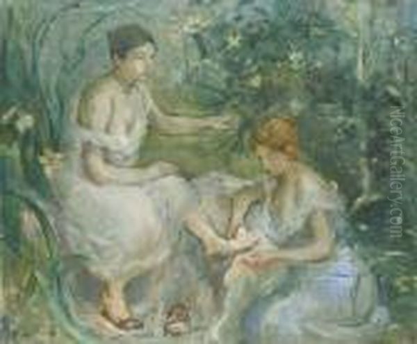 Bain Oil Painting by Berthe Morisot