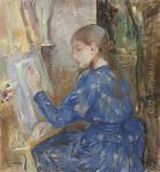 Jeune Fille Ecrivant Oil Painting by Berthe Morisot