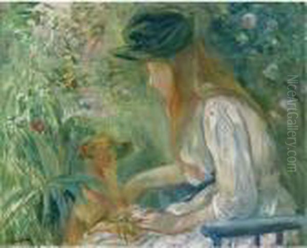 Jeune Fille Au Chien Oil Painting by Berthe Morisot