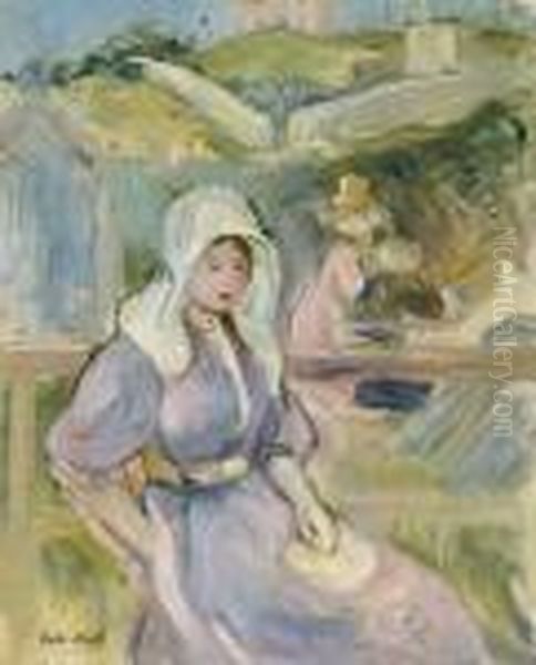 Sur La Plage A Portrieux Oil Painting by Berthe Morisot