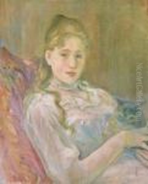 La Jeune Fille Au Chat Oil Painting by Berthe Morisot