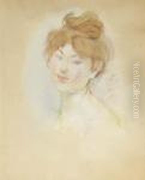 Tete De Jeune Fille Rousse (jeanne-marie) Oil Painting by Berthe Morisot