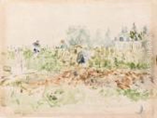 Dans Les Vignes (bougival) Oil Painting by Berthe Morisot