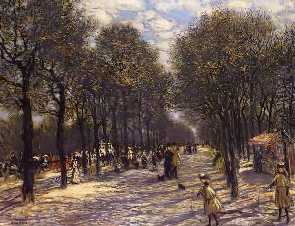 Lane Of Trees On The Champs Elysees Oil Painting by Jean-Francois Raffaelli