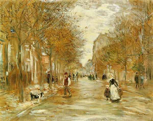 Boulevard in Asnieres Oil Painting by Jean-Francois Raffaelli