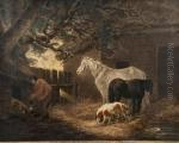 The Farmyard Oil Painting by George Morland