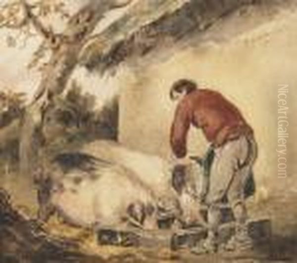 The Swineherd Oil Painting by George Morland