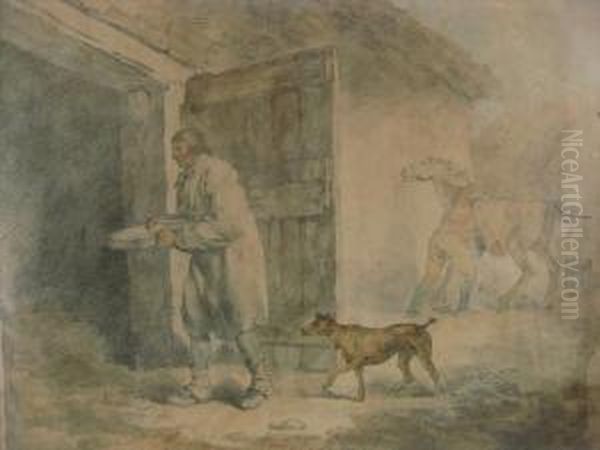 Stable Scene Oil Painting by George Morland