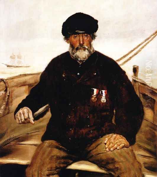 Pere Altazin Chief Lifeguard Of Honfleur Oil Painting by Jean-Francois Raffaelli