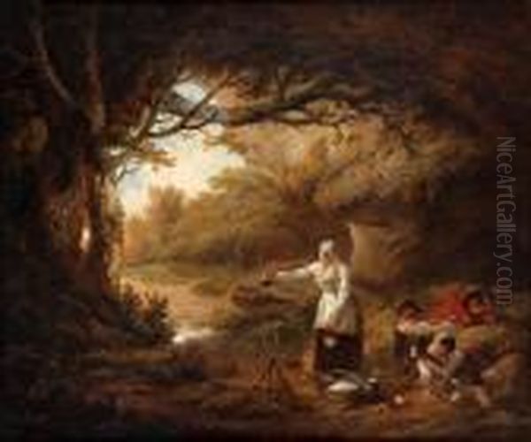 Landscape With Figures Oil Painting by George Morland