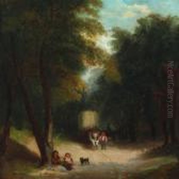 Forrest Scenery With Persons Oil Painting by George Morland