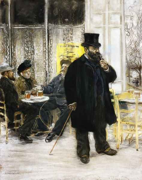 Bohemians at the Cafe Oil Painting by Jean-Francois Raffaelli