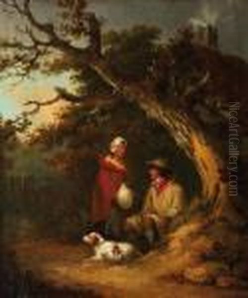 La Halte Des Paysans Oil Painting by George Morland