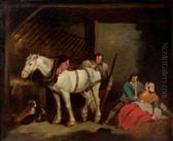 Scene Galante Dans Une Ecurie Oil Painting by George Morland