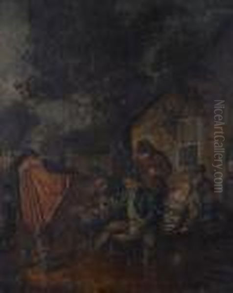 Figuresoutside A Tavern Oil Painting by George Morland