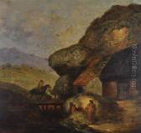 Rural Cottages Oil Painting by George Morland