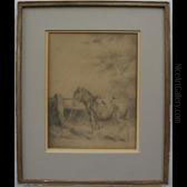 Standing Pony Oil Painting by George Morland