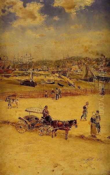 The Beach At Trouville Oil Painting by Jean-Francois Raffaelli