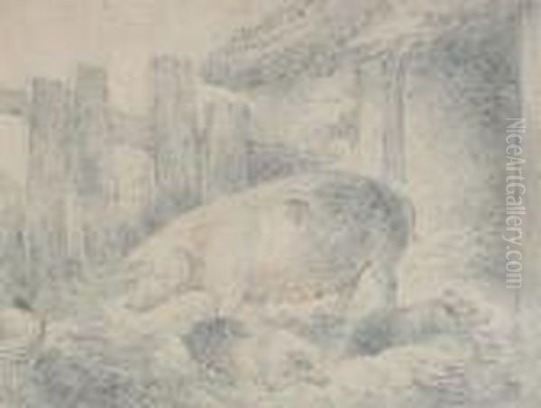 A Sow And Two Piglets Oil Painting by George Morland