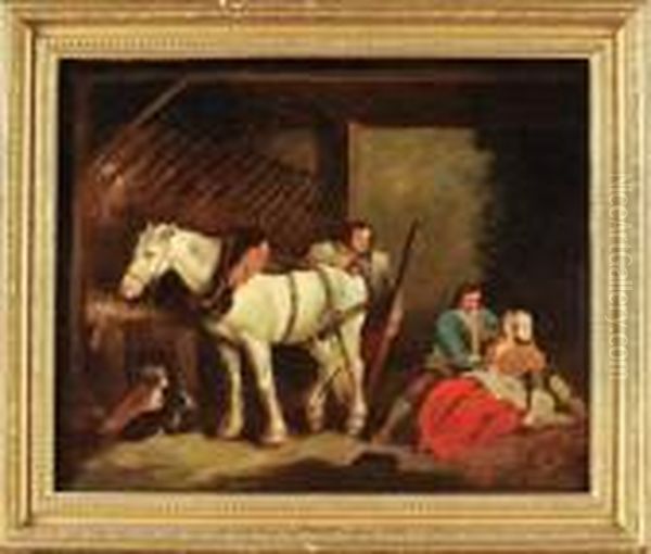 Estabulo Com Figuras Oil Painting by George Morland